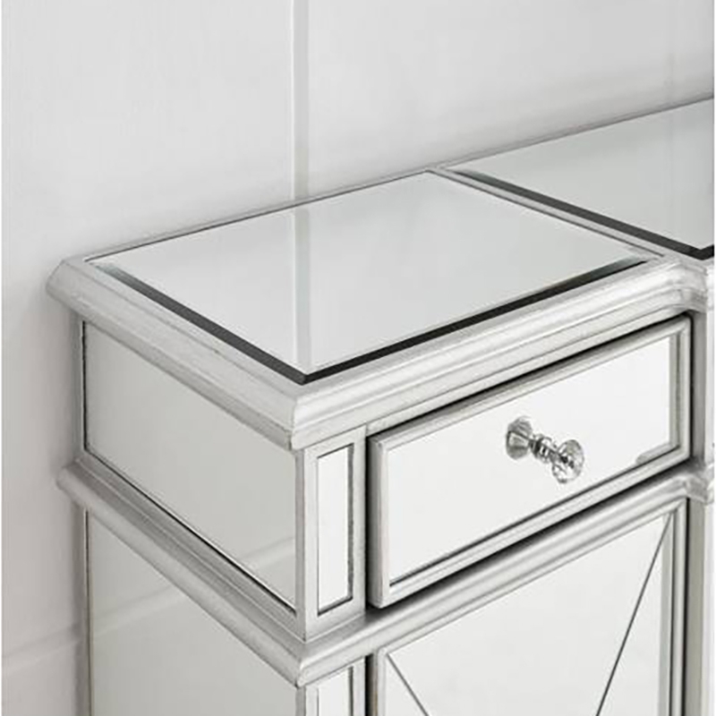 Mirrored Accent Cabinet MDF With 3 Drawers For Living Room